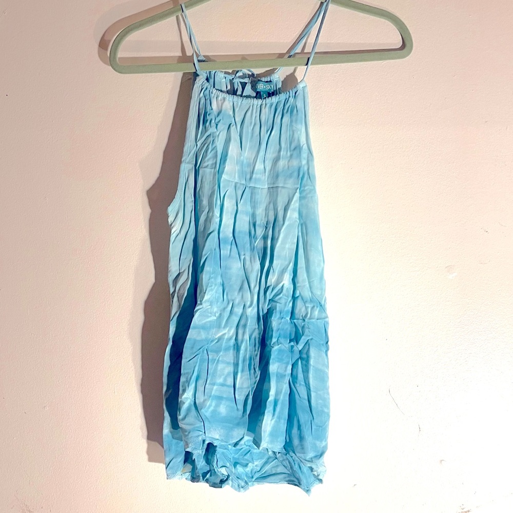 River + Sky Aqua Blue Tie-Dye Halter Tank Top Size Small
